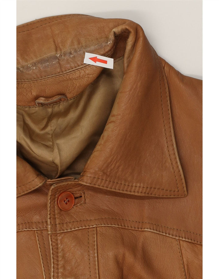Vintage męska kurtka skórzana IT 54 2XL brązowa
