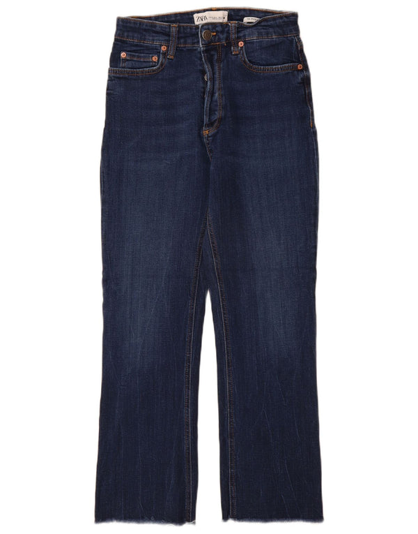 Damskie jeansy rozkloszowane z wysokim stanem Zara EU 36 XS W26 L27 Niebieskie bawełniane