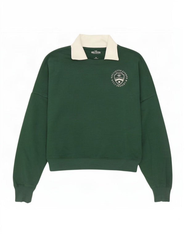 Damska bluza dresowa Hollister Crop Oversize UK 14, średnia, zielona bawełna