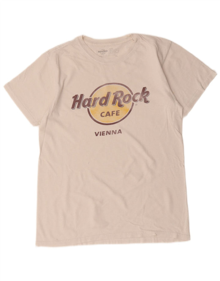 Męska koszulka z grafiką Hard Rock Cafe Vienna, średnia, biała bawełna