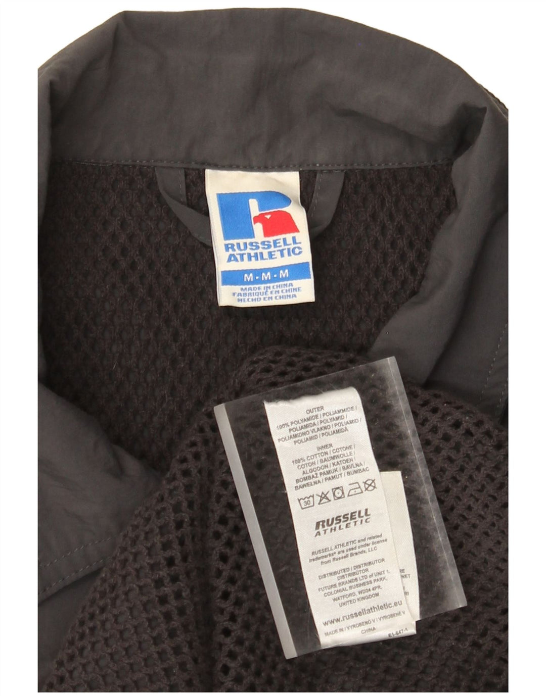 Męska kurtka bomber Russell Athletic Graphic UK 38, średnioszary poliamid