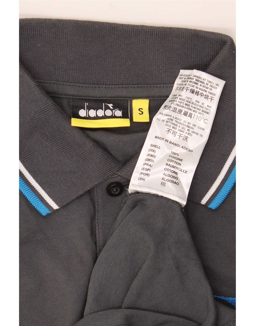 Męska koszulka polo Diadora, mała, szara, bawełniana w paski