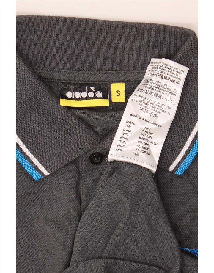 Męska koszulka polo Diadora, mała, szara, bawełniana w paski