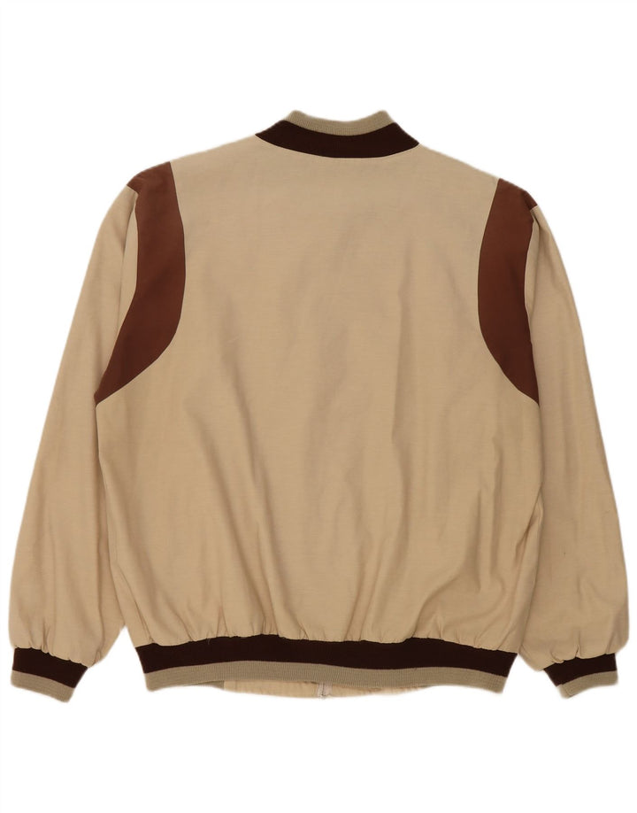 Męska kurtka bomberka Vintage UK 42 XL Beżowy poliester z blokami kolorów