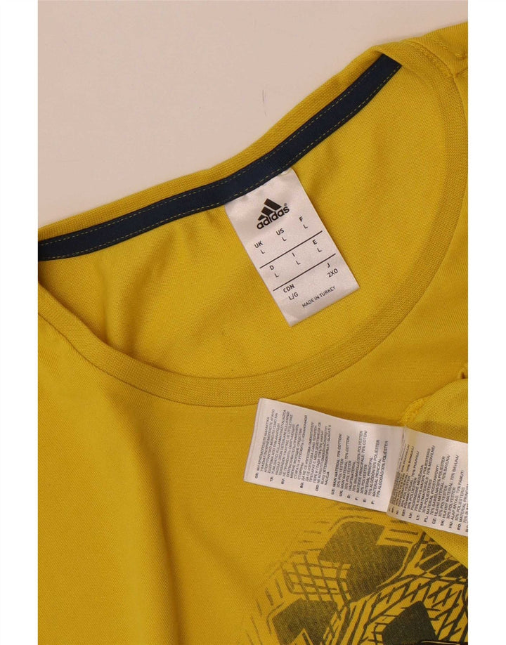 Męska koszulka z grafiką Adidas, duża, żółta, bawełniana