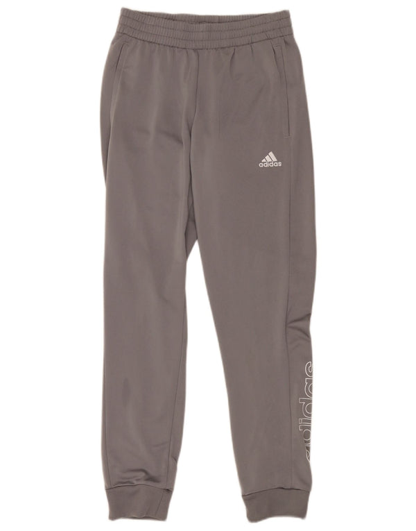 Męskie spodnie dresowe Adidas z grafiką, małe, szare, poliestrowe