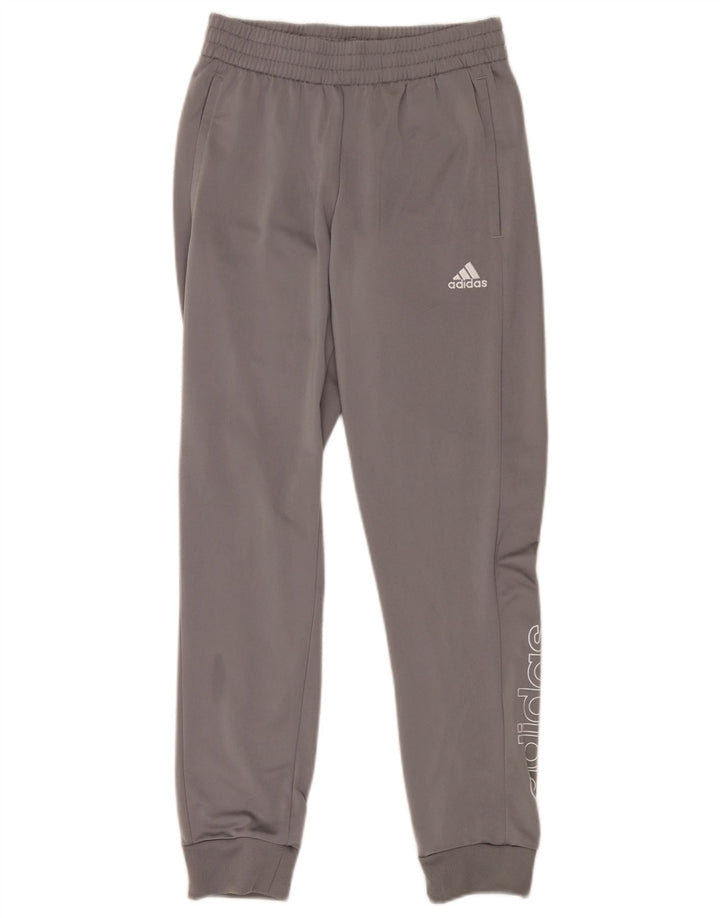 Męskie spodnie dresowe Adidas z grafiką, małe, szare, poliestrowe