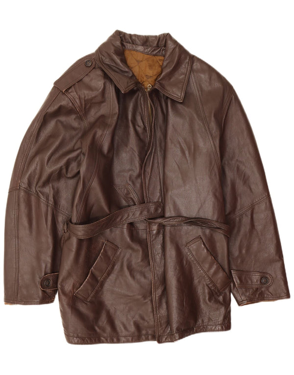 Vintage męska skórzana kurtka wojskowa IT 52 XL brązowa skóra