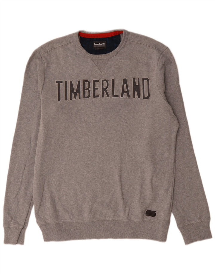 Męska bluza z grafiką Timberland, mała, szara, bawełniana