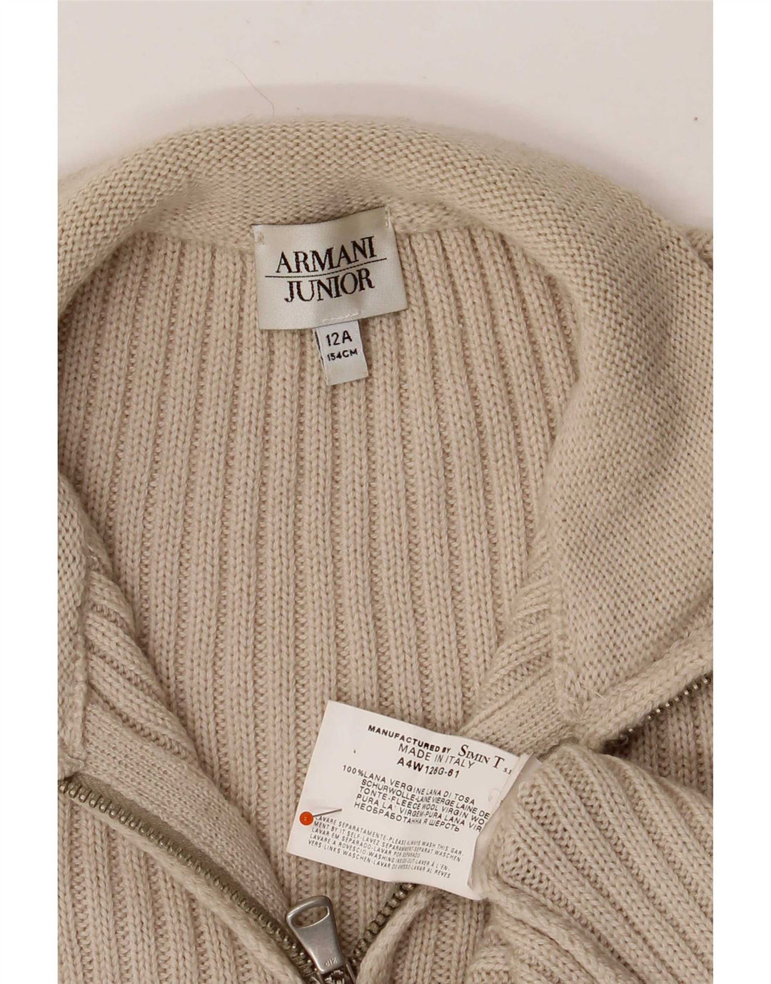 Sweter rozpinany chłopięcy Armani 11-12 lat, beżowa, dziewicza wełna