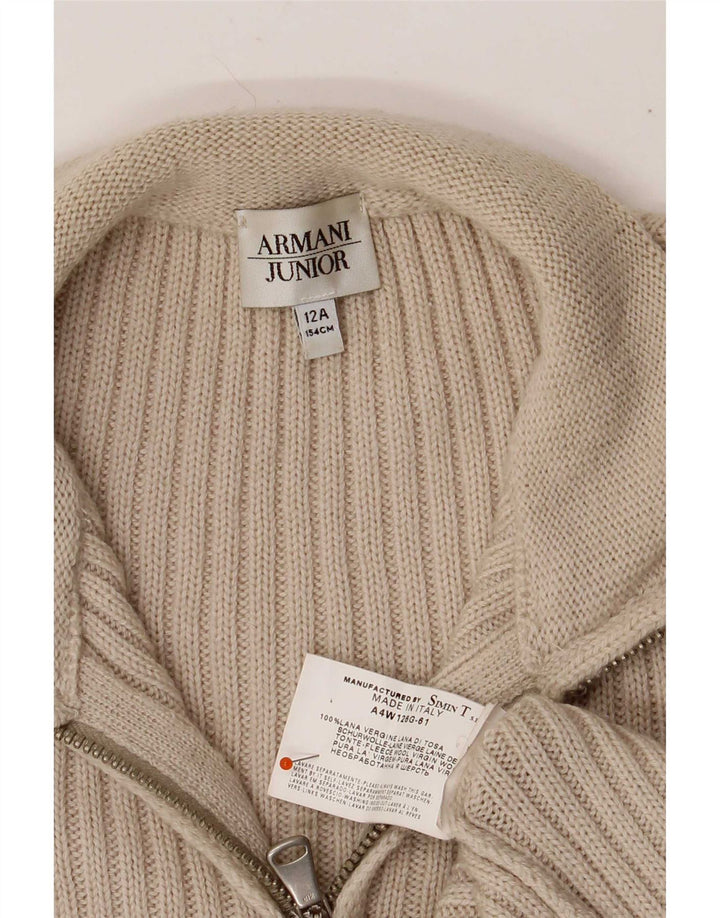 Sweter rozpinany chłopięcy Armani 11-12 lat, beżowa, dziewicza wełna