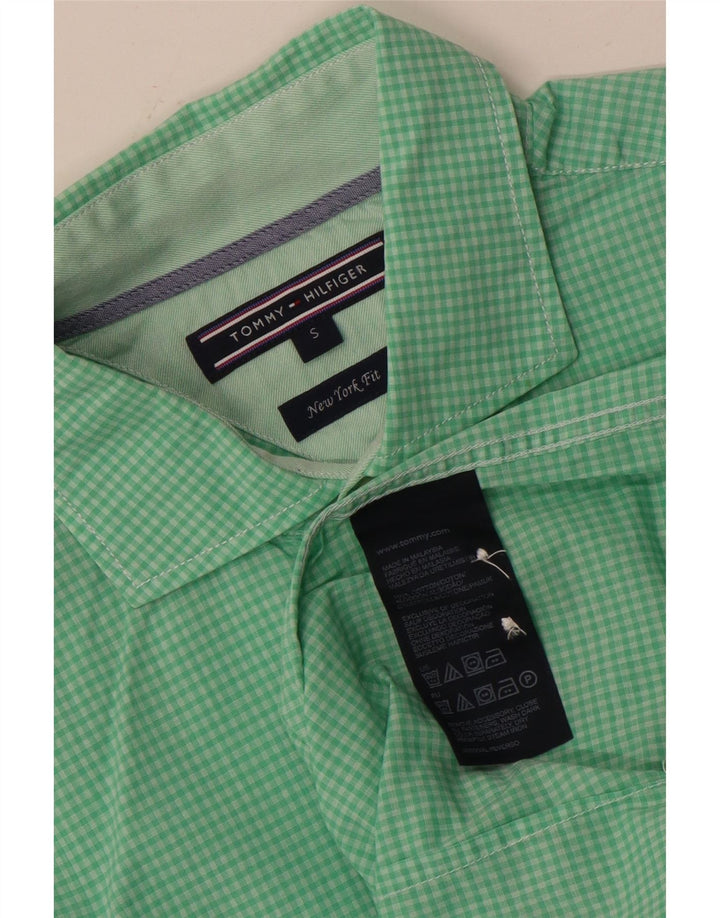 Koszula męska Tommy Hilfiger, mała, zielona bawełniana kratka