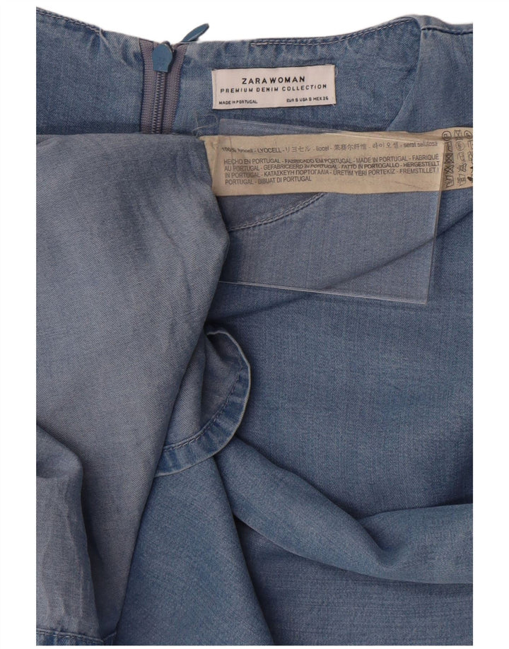 Damska sukienka z rękawem 3/4 Zara UK 10 Small Blue Lyocell