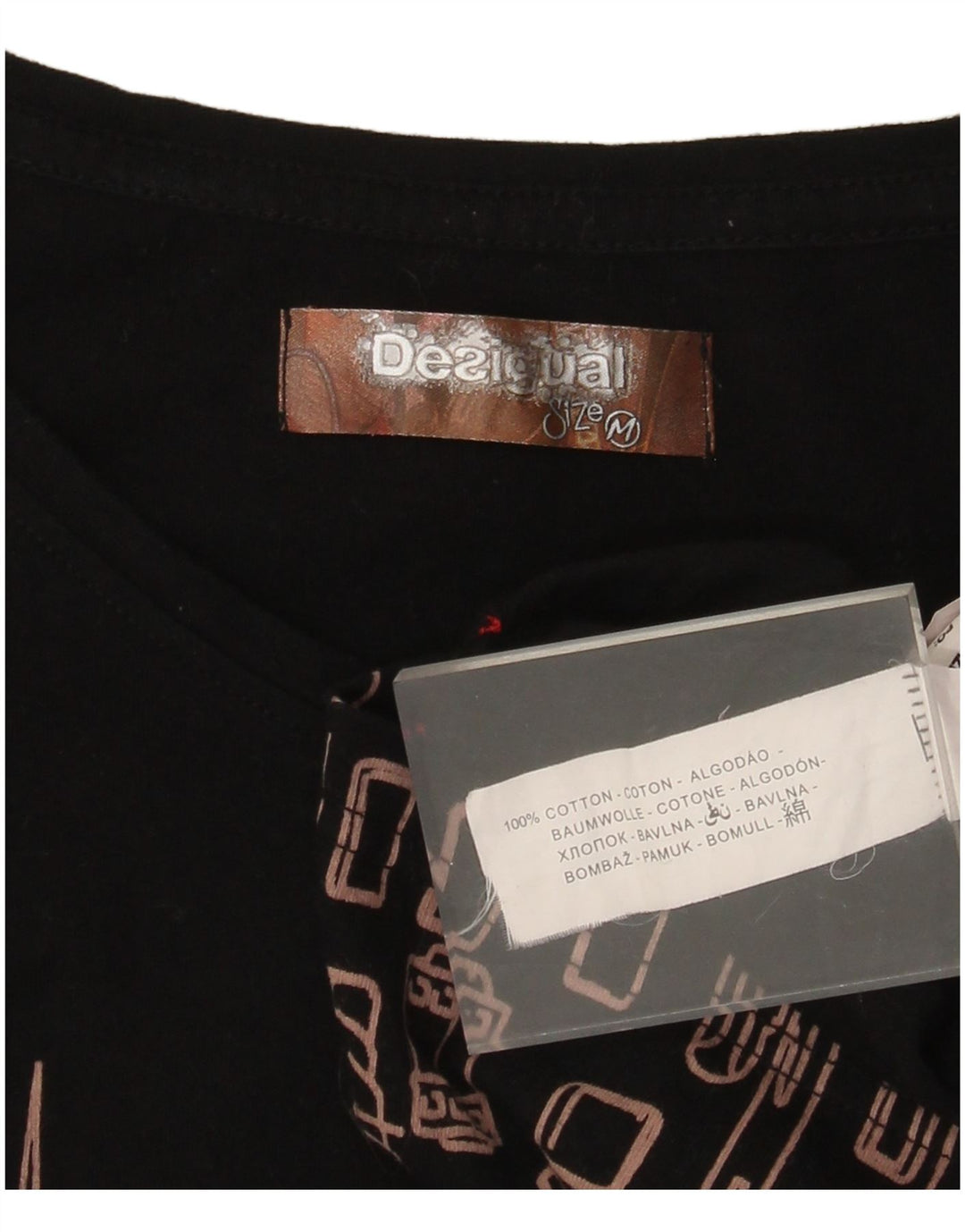 Desigual damski top Barcelona Graphic z długim rękawem, UK 12, średni czarny, bawełniany