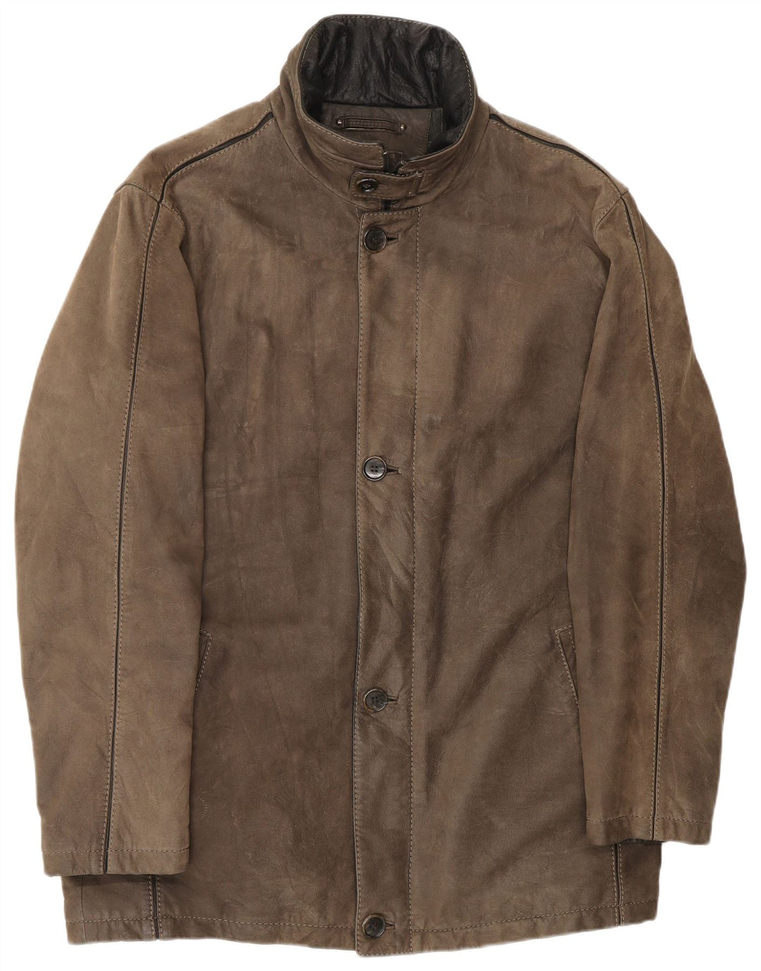 Męski płaszcz skórzany Milestone IT 52 XL, brązowa skóra