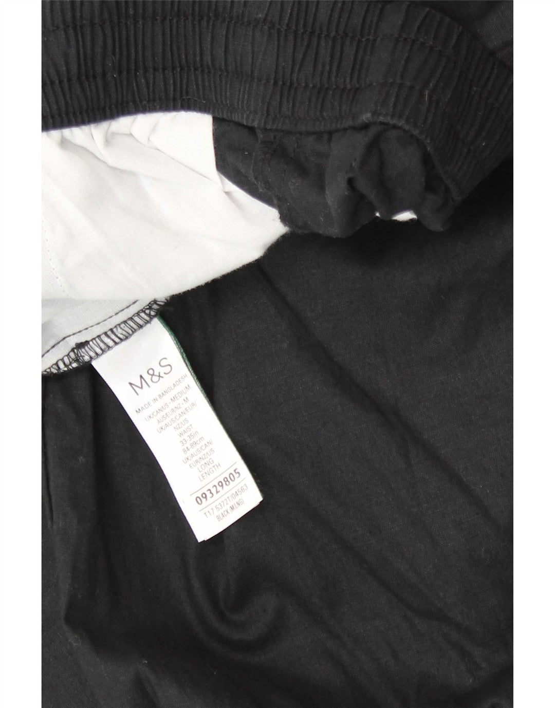 Marks & Spencer Męskie proste spodnie chino średnie W33 L31 czarne lniane