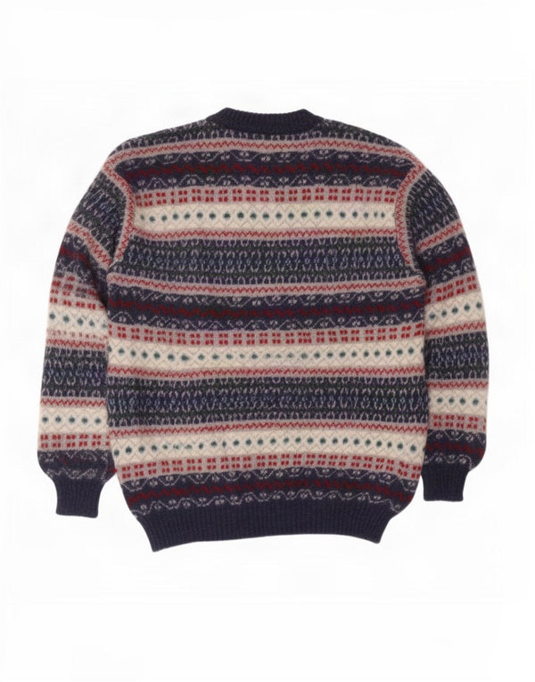Męski sweter z okrągłym dekoltem Sisley, duży granatowy Fair Isle