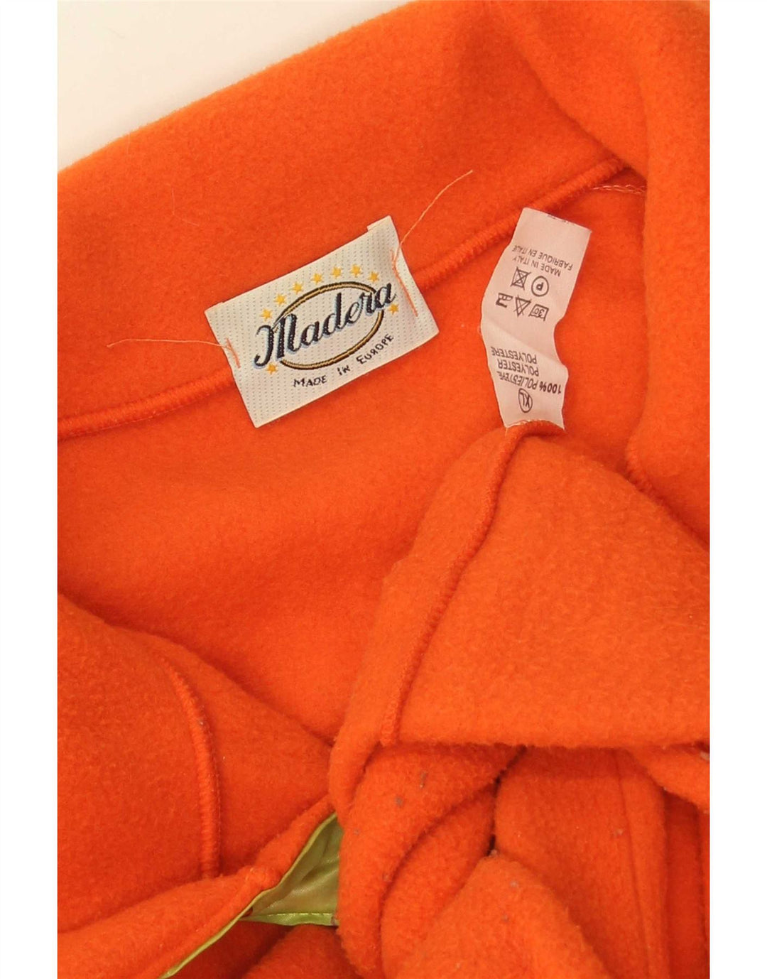 Męski sweter polarowy XL w stylu vintage, zapinany na guziki, pomarańczowy poliester
