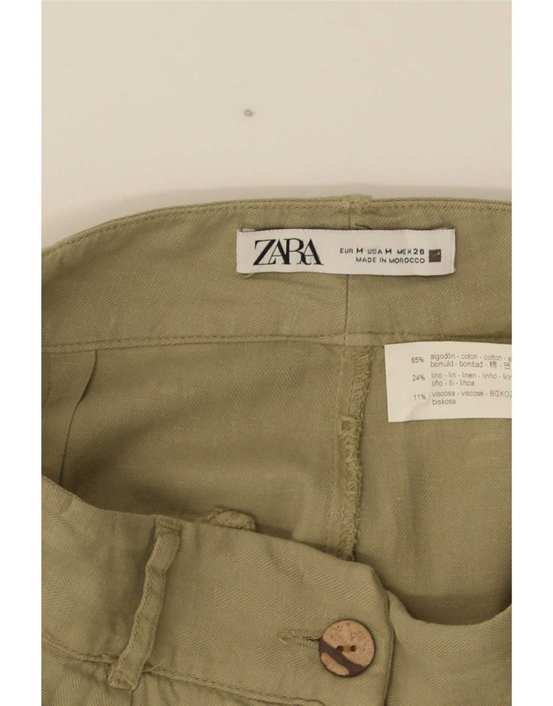 Spodnie damskie Zara Pegged Chino, średnie W28 L25, bawełna khaki