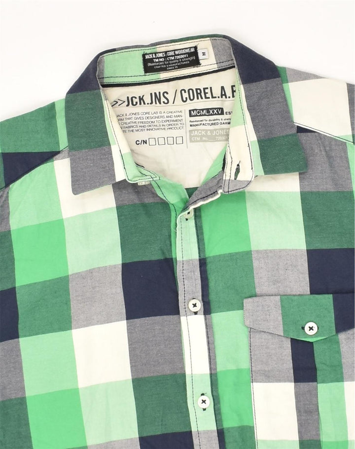 Koszula męska JACK & JONES, bawełniana w średnią zieloną kratkę