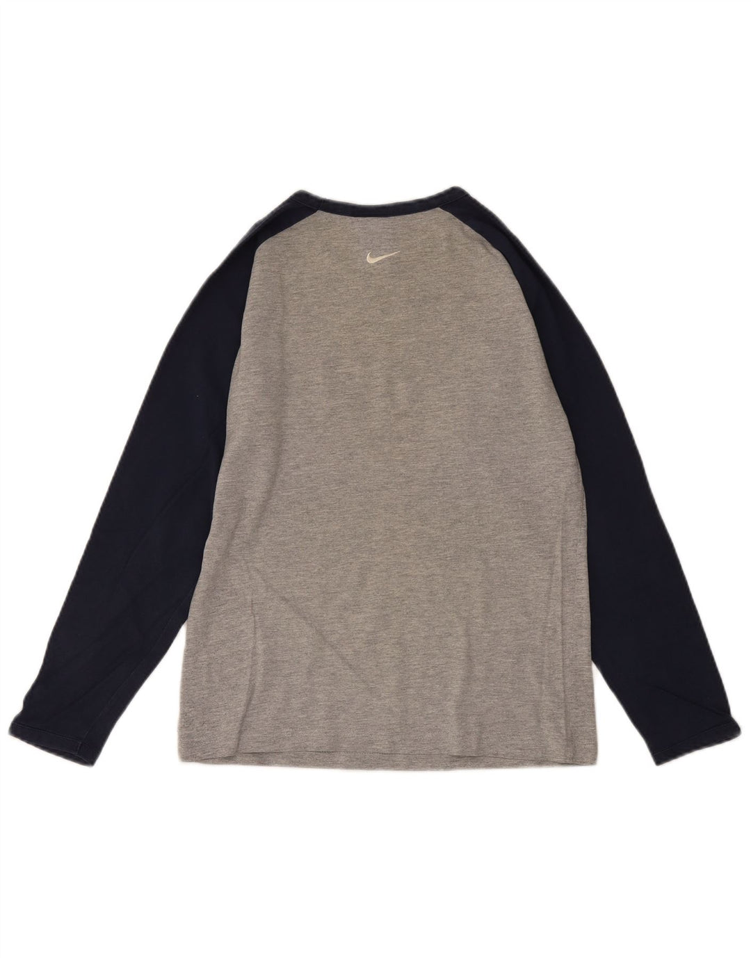 NIKE Boys Graphic Top Long Sleeve 12-13 Years Large Grey Colourblock