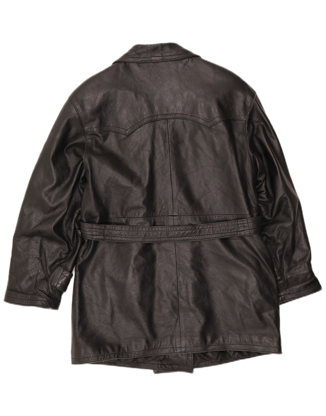 LAVORAZIONE ARTIGIANA Płaszcz damski UK 12 Średniej czarnej skóry