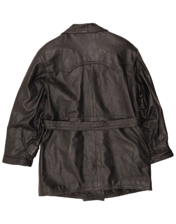 LAVORAZIONE ARTIGIANA Płaszcz damski UK 12 Średniej czarnej skóry