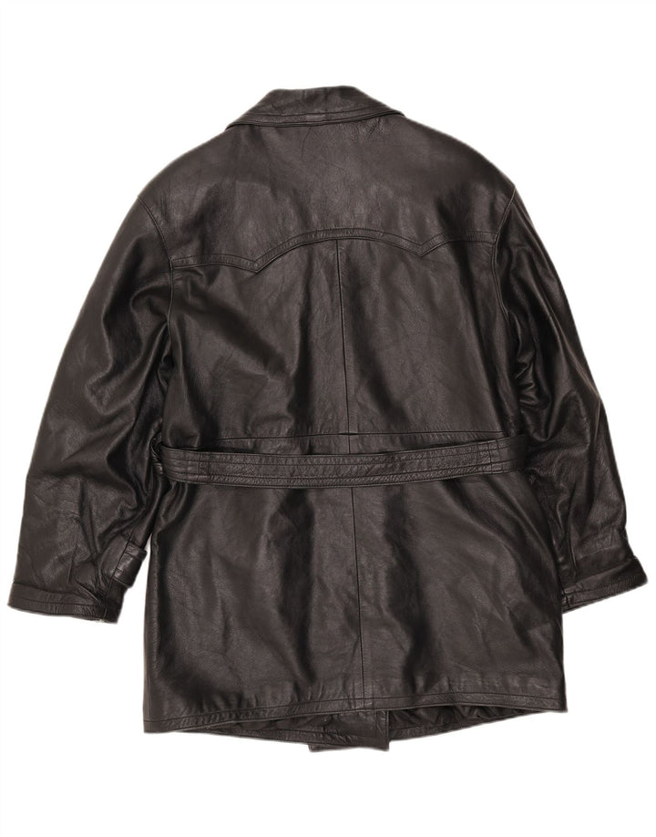 LAVORAZIONE ARTIGIANA Płaszcz damski UK 12 Średniej czarnej skóry