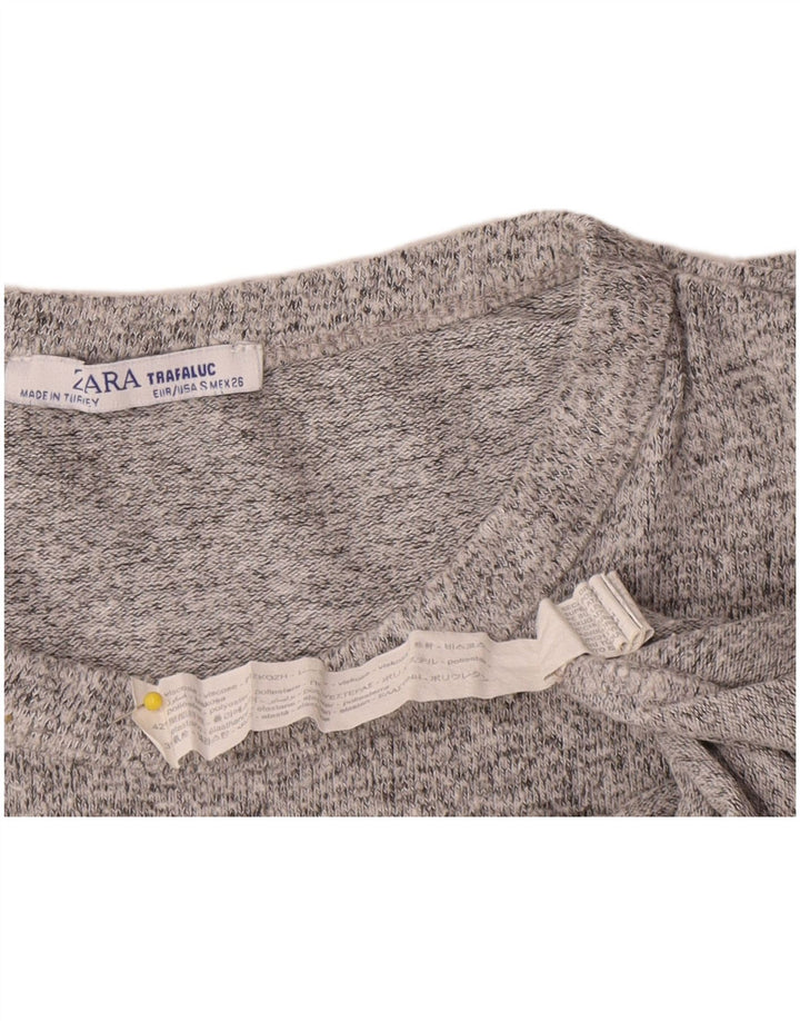 Damski krótki top Zara z długim rękawem UK 8 Small, szara wiskoza