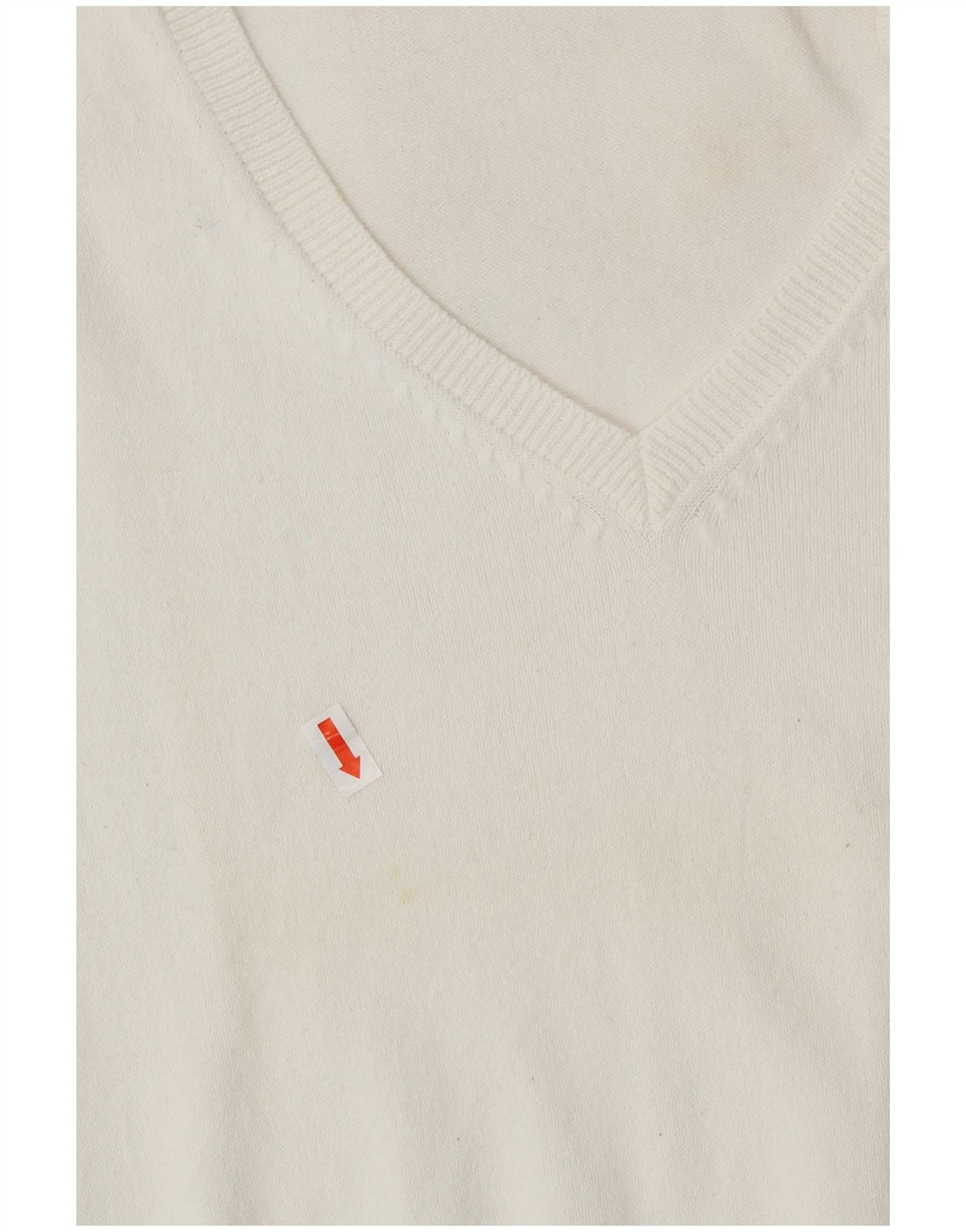 ZARA Womens V-Neck Jumper Sweater UK 12 Medium White Cotton