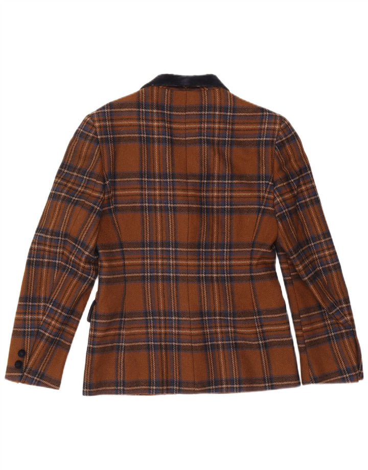Damska marynarka zapinana na 3 guziki Misstwidd IT 42 Wełniana krata w kolorze średniego brązu