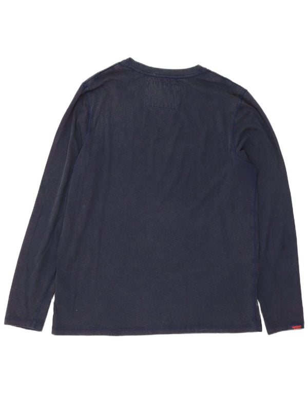 Męski graficzny top Superdry z długim rękawem XL, granatowy, bawełniany
