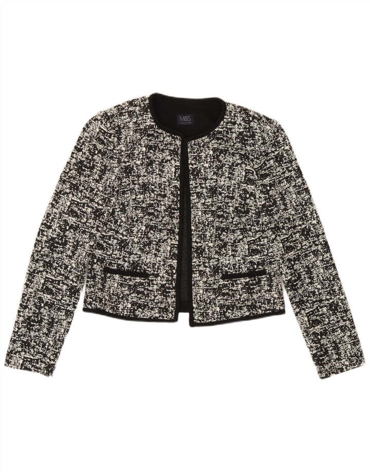 Marks & Spencer Damski sweter bolerko UK 10, mały, czarny, geometryczny