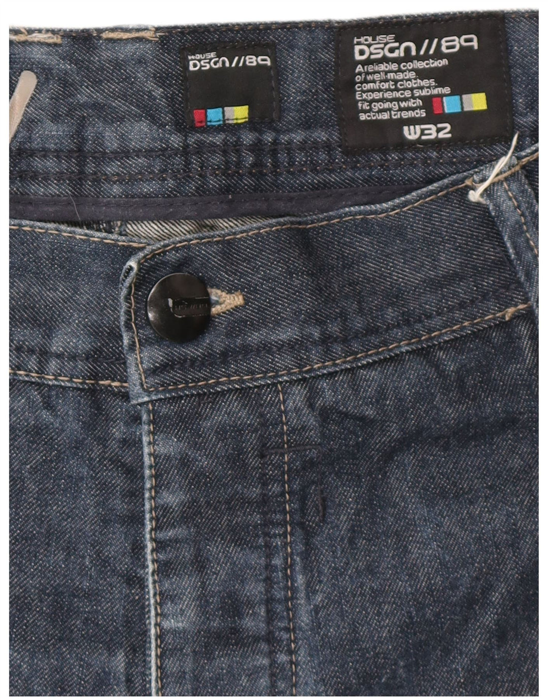 Męskie spodenki jeansowe cargo w stylu vintage W32 Średni granat
