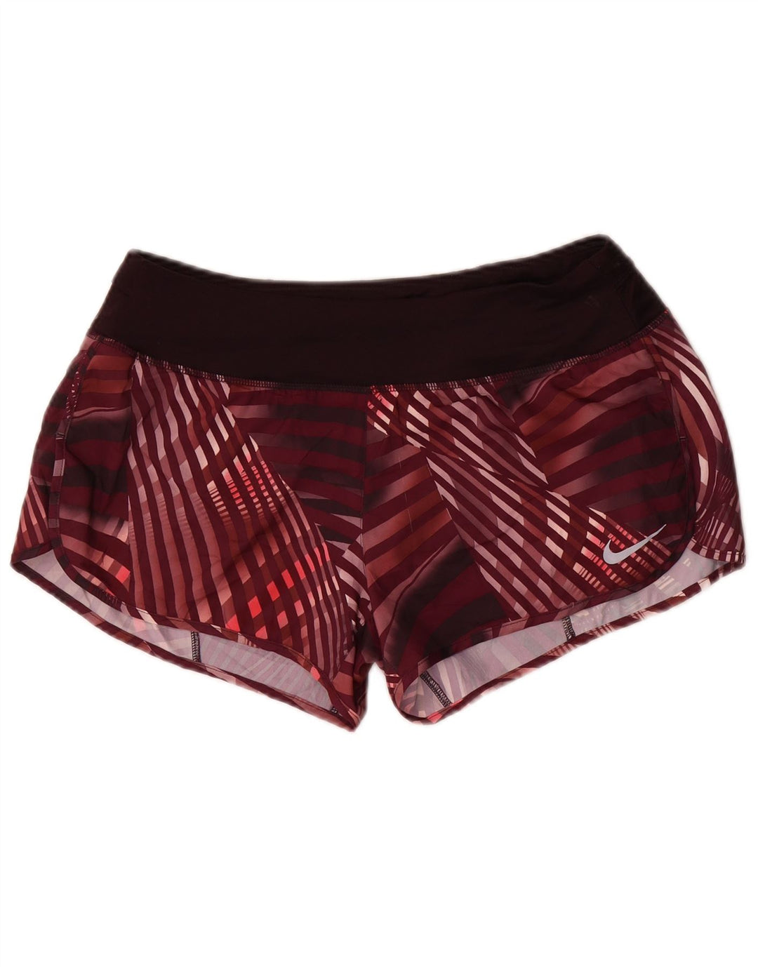 Damskie spodenki sportowe Nike Dri Fit UK 14, średni, bordowy poliester w kratkę
