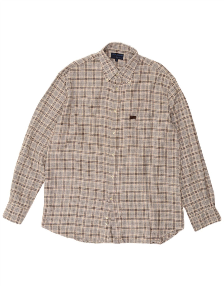 Męska koszula flanelowa LES COPAINS rozmiar 17 43 XL, bawełniana szara krata