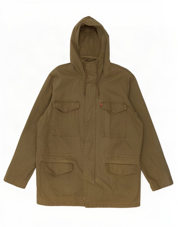 Męska kurtka użytkowa z kapturem Levi's UK 42 XL, bawełniana khaki