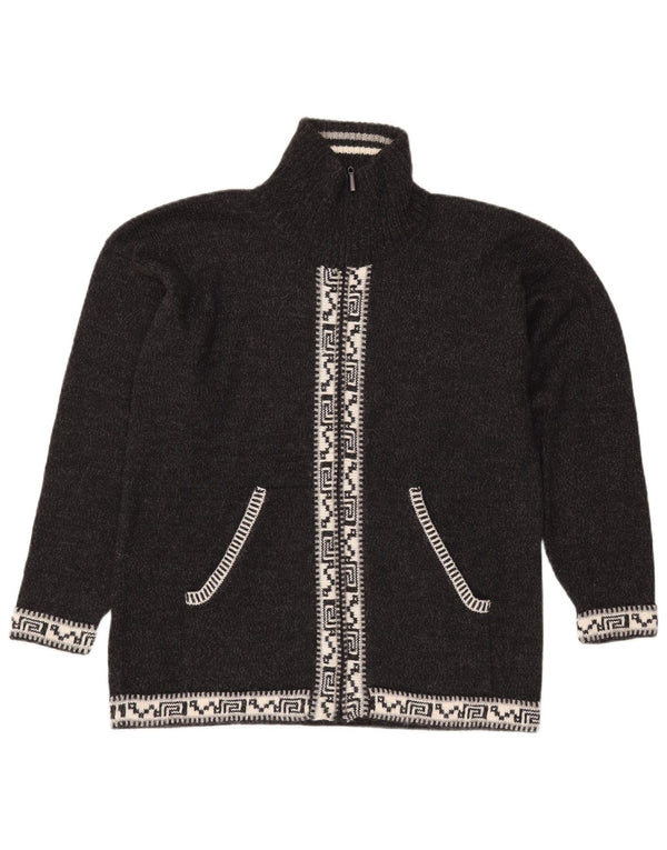 Sweter damski o luźnym kroju w stylu vintage, UK 14, średnio szary, geometryczny