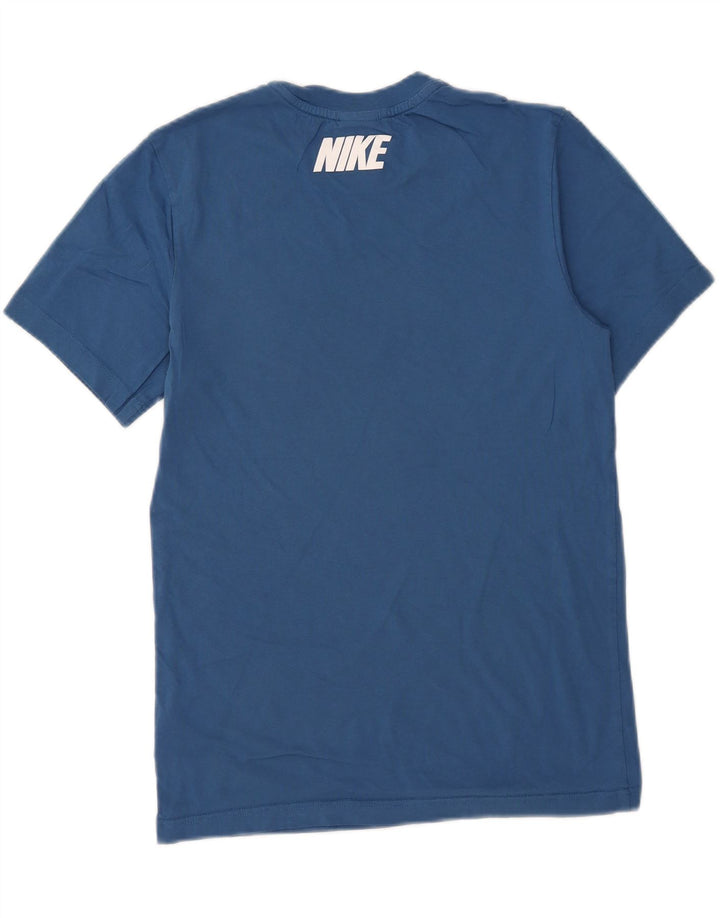 Męski T-shirt Nike z grafiką, mały, niebieski, bawełniany z blokami kolorów