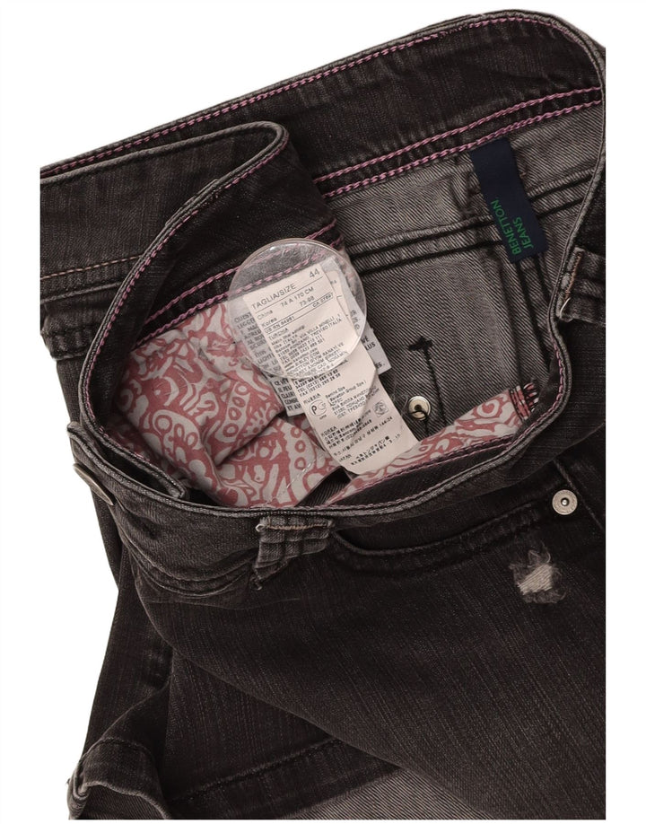 BENETTON Damska spódnica jeansowa w trudnej sytuacji IT 44 Medium W30 Szara bawełna