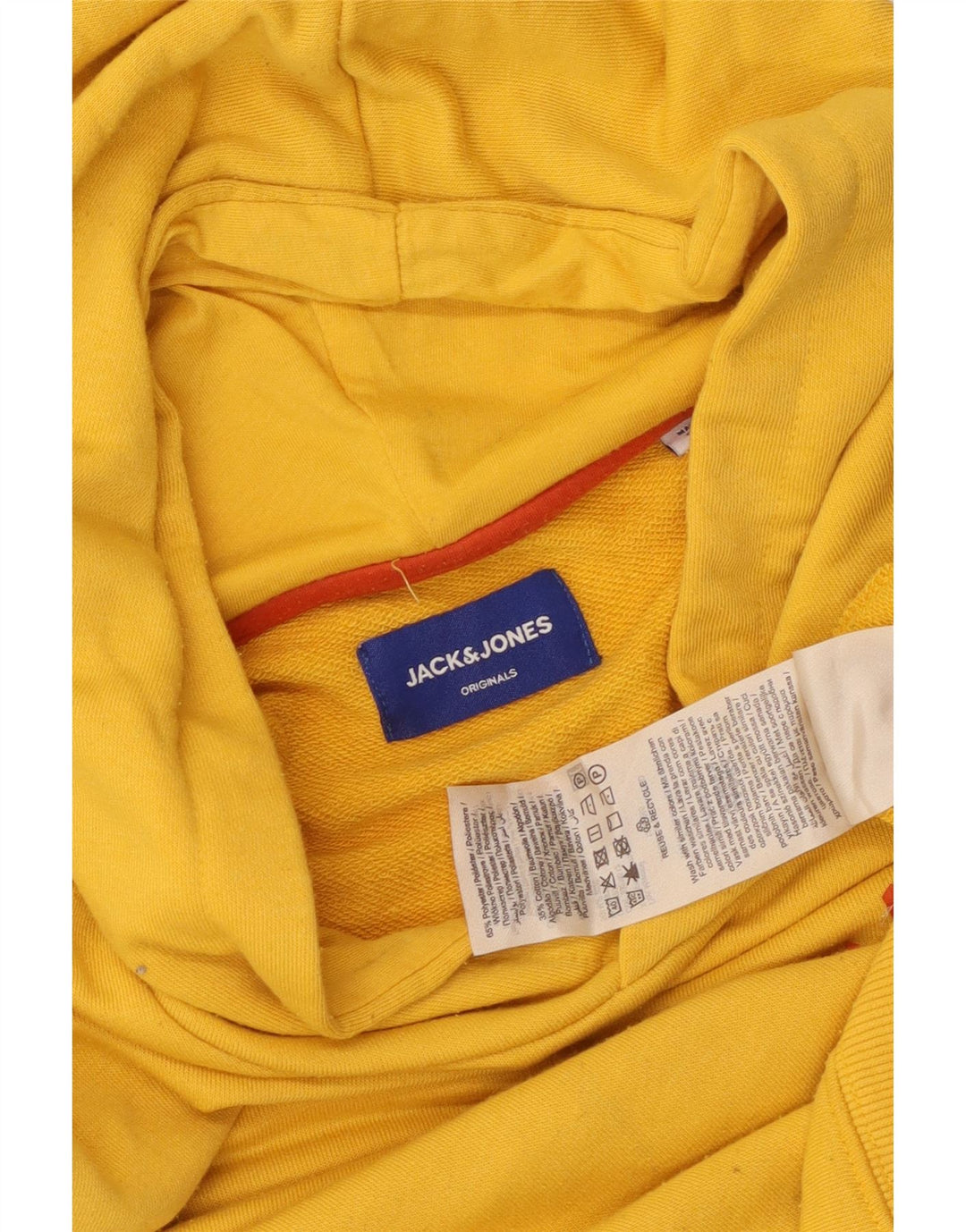JACK & JONES Męski sweter z kapturem, mały, żółty, poliester