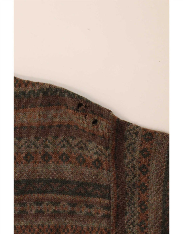 L.L.Bean Męski sweter z dekoltem w łódkę, średni khaki, Fair Isle Lambswool