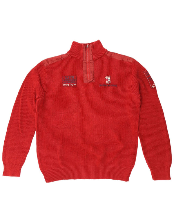 Damski sweter Marina Militare z graficznym zamkiem błyskawicznym, UK 18 XL, czerwony, bawełniany