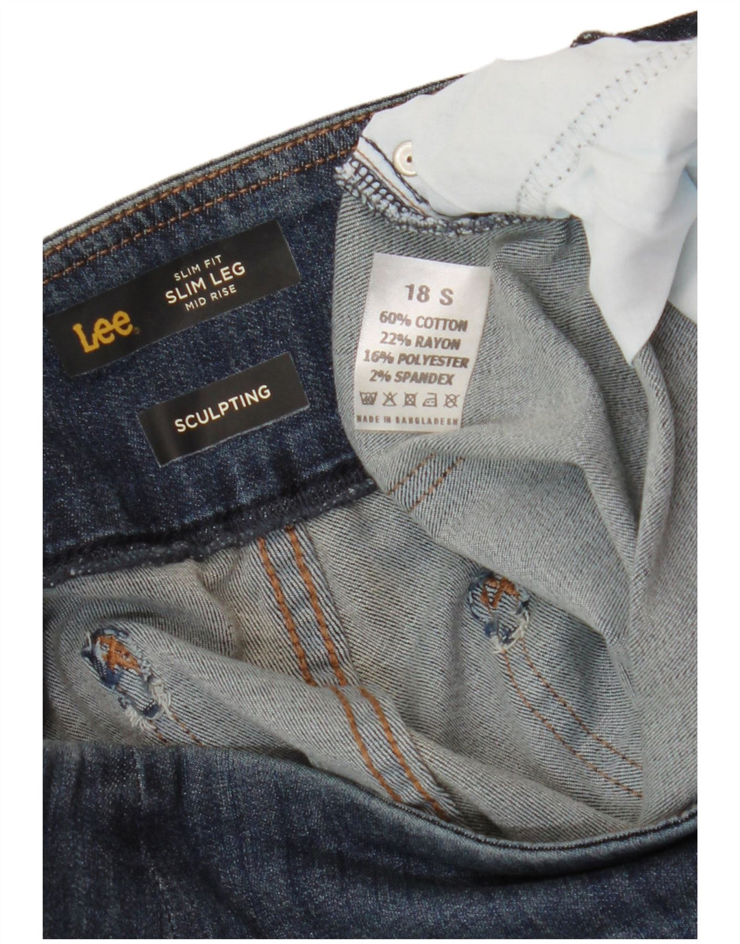 Damskie jeansy slim ze średnim stanem LEE US 18 2XL W36 L29 granatowe