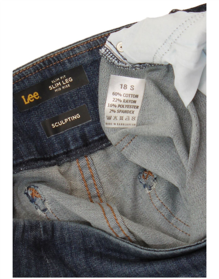 Damskie jeansy slim ze średnim stanem LEE US 18 2XL W36 L29 granatowe