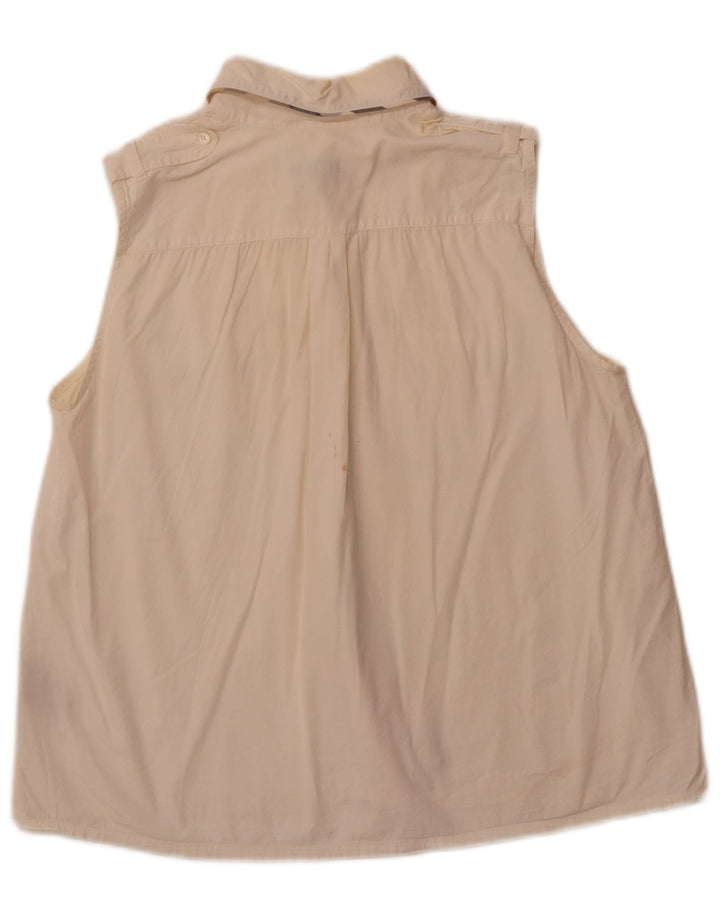 Damska koszula wojskowa BURBERRY bez rękawów, UK 14, duża, złamanej bieli, bawełniana