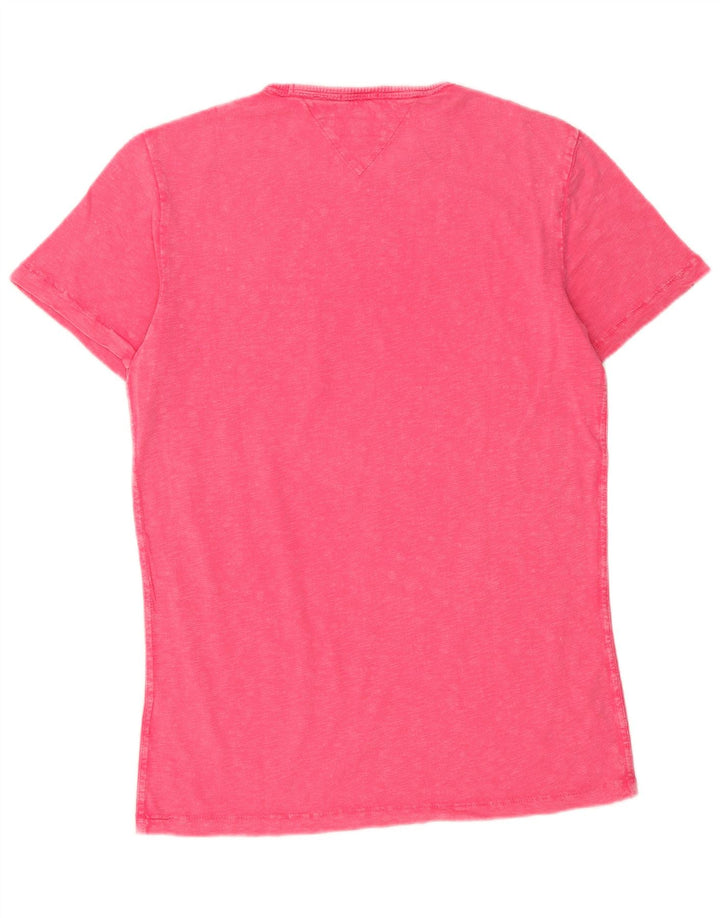 T-shirt męski Tommy Hilfiger Top, średni, różowy, bawełniany nakrapiany