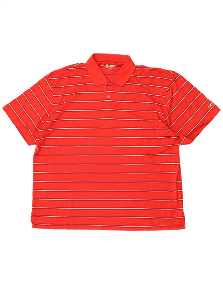 Męska koszulka polo do golfa Izod 2XL, poliester w czerwone paski