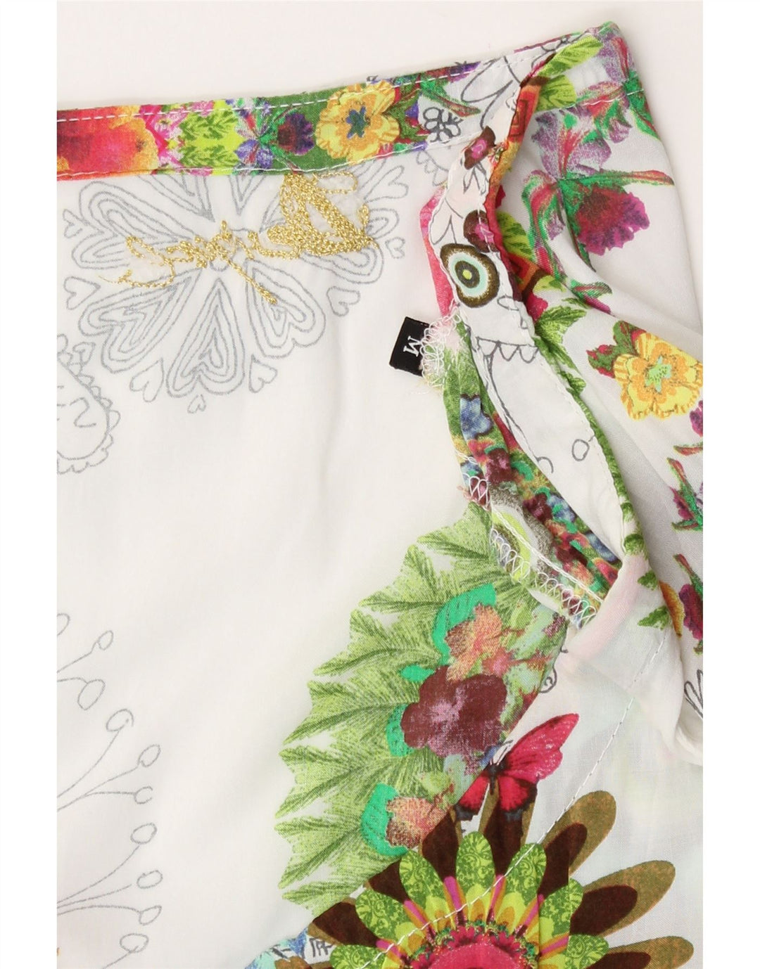 Damska tunika z rękawem 3/4 Desigual UK 12, średnia, biała w kwiaty