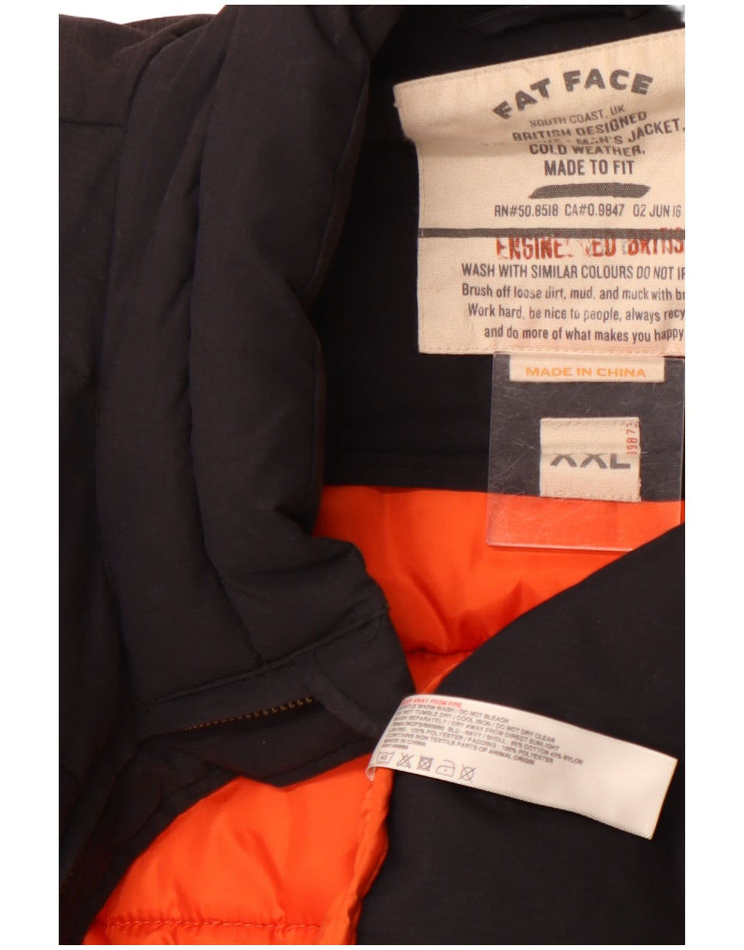 Męska ocieplana kurtka FAT FACE UK 44 2XL Czarna, bawełniana